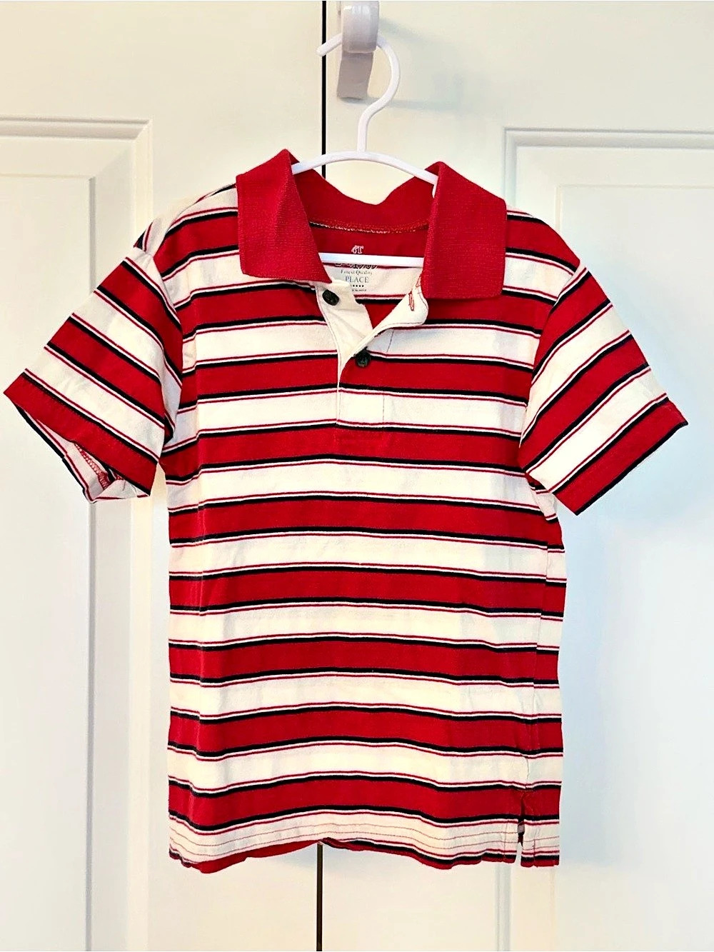 Toddler Red & White Striped Polo